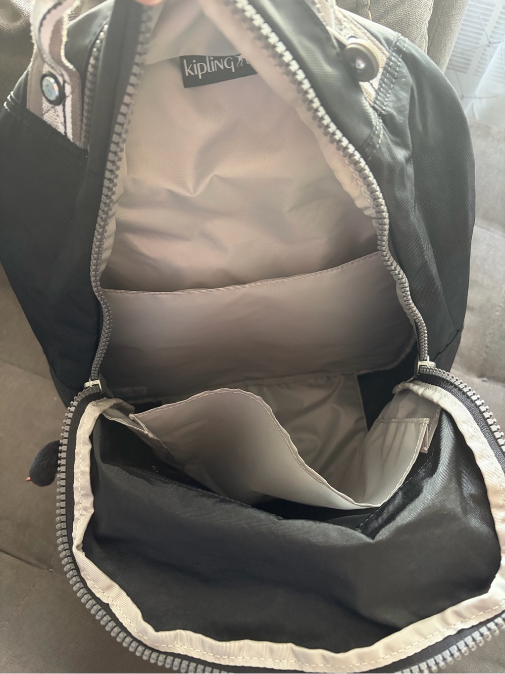 Kipling Black Nylon Backpack with Front Logo and Monkey Charm - Picture 5 of 8